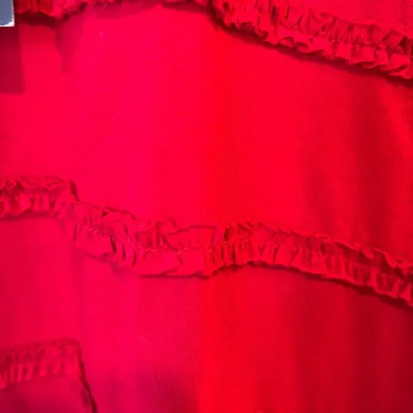 NWT Talbots Petites Red Short Sleeve Ruffle Trim Tee M Cotton Blend - Picture 5 of 7